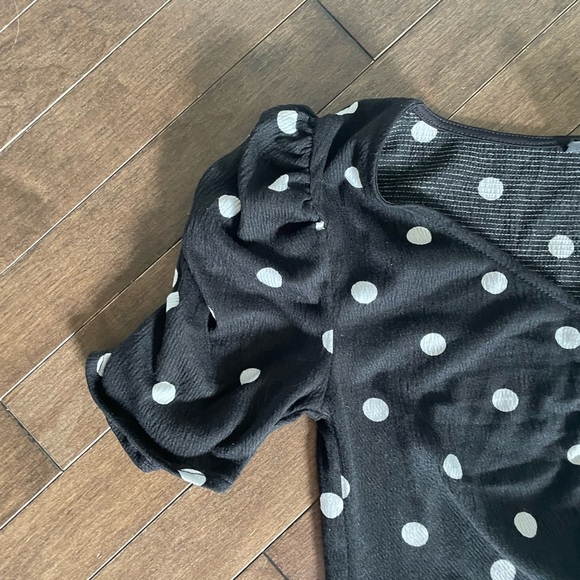 H&M divided t-shirt mini dress size small in black with white polkadots - Picture 3 of 4